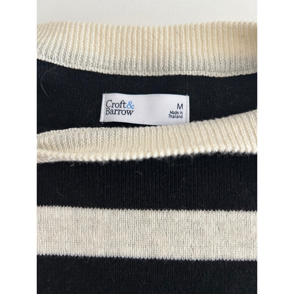 Croft & Barrow Women's Striped Crewneck Sweater Black/Cream Size M - Picture 4 of 5